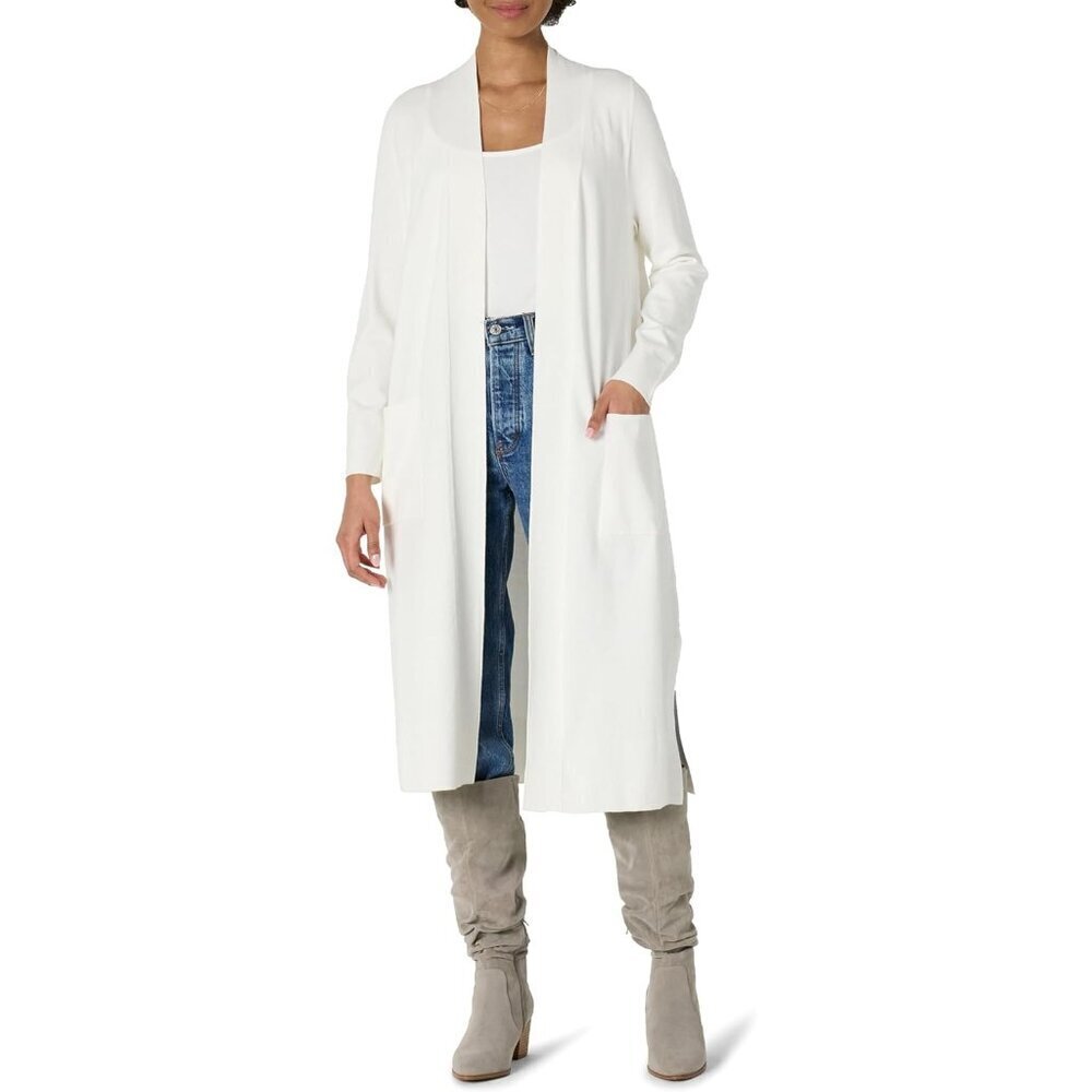 Women's Lightweight Viscose Blend Duster Cardigan Large Casual Elegant Sweater